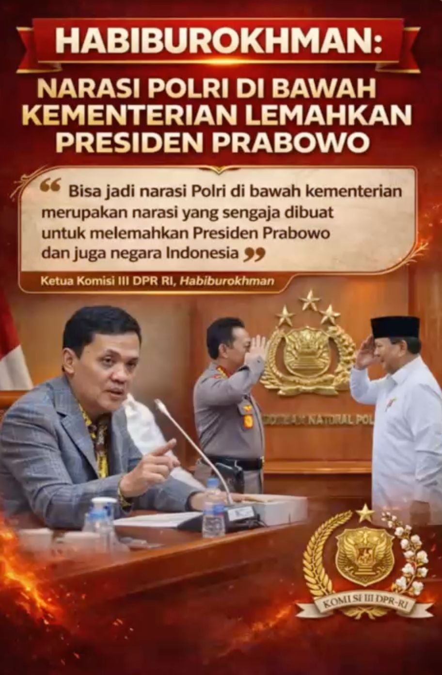 Detik News : Habiburokhman: Narasi Polri di Bawah Kementerian Lemahkan Presiden Prabowo